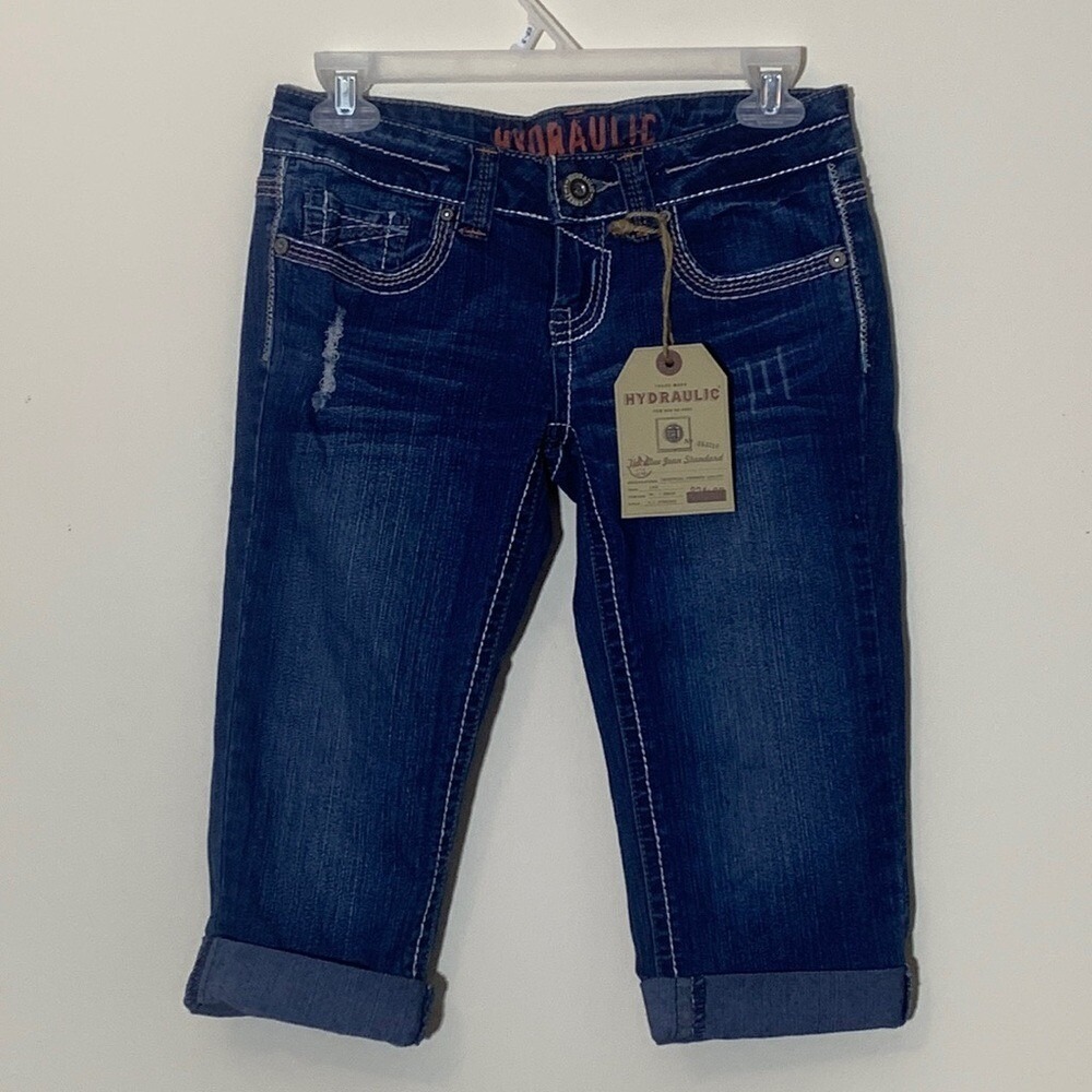 NEW‎ Hydraulic Capri Blue Jeans Denim Pants Juniors Size 1/2 NWT